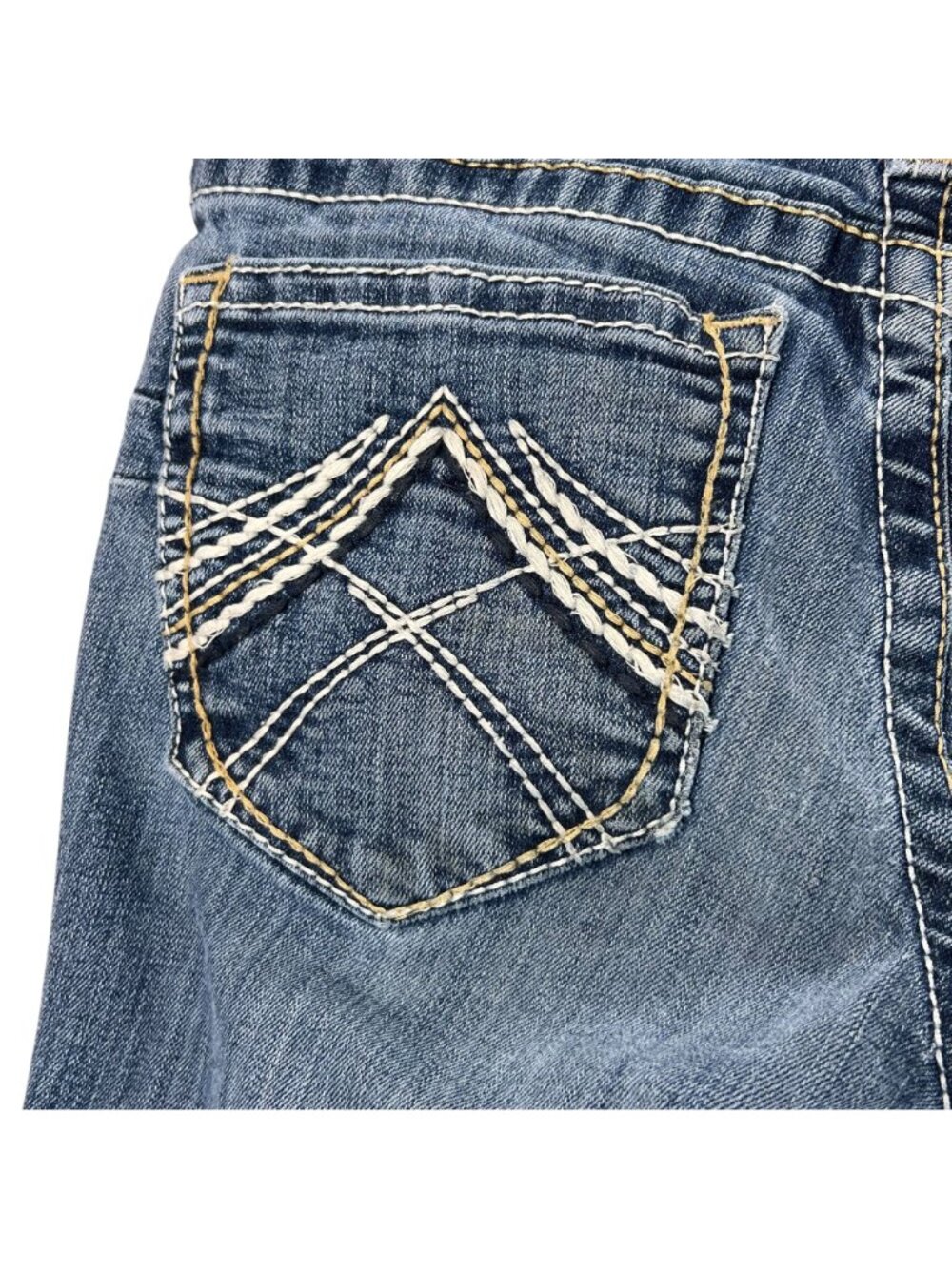 Ariat Womens Mid Rise Bootcut Jeans 27R Denim Stitch Embroidered Pocket Cowgirl - Picture 14 of 16